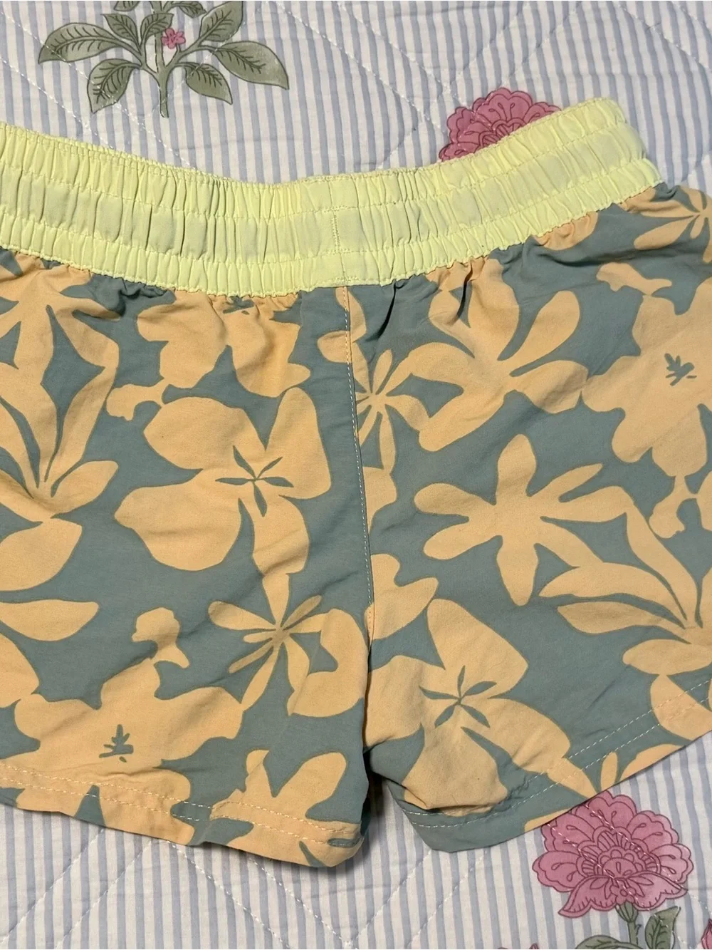 Patagonia Kids Floral Shorts in Yellow, Orange & Blue-Green
